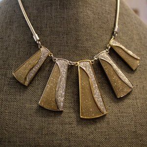 Silver and Gold Sparkly Windmill Blade Necklace
